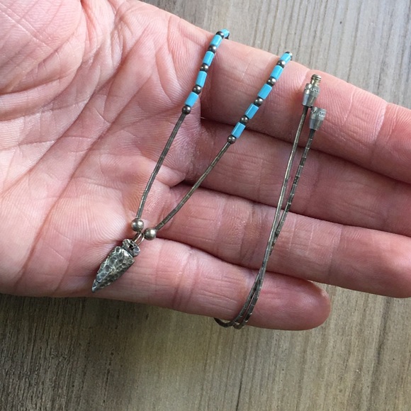 .925 Sterling Liquid Silver & Turquoise Necklace - Picture 6 of 8